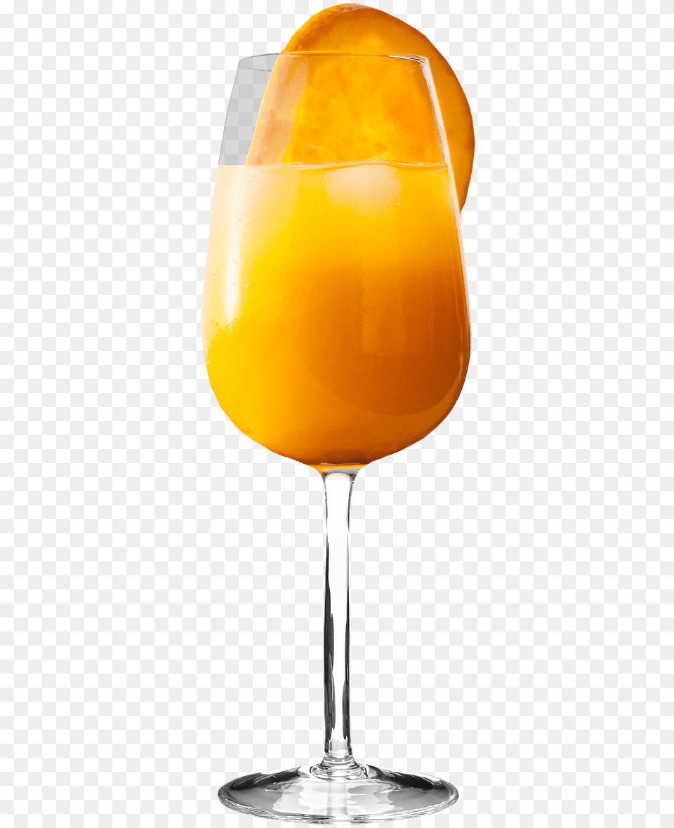 Orange Juice With Fruit Slice Transparent Orange Juice In Wine Glass, Beverage, Orange Juice, Alcohol, Cocktail Free Png Download