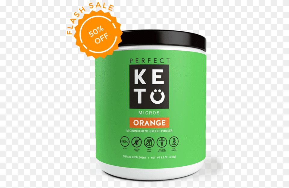 Orange Keto Greens Powder With Mcts Box, Herbal, Herbs, Plant, Bottle Free Transparent Png
