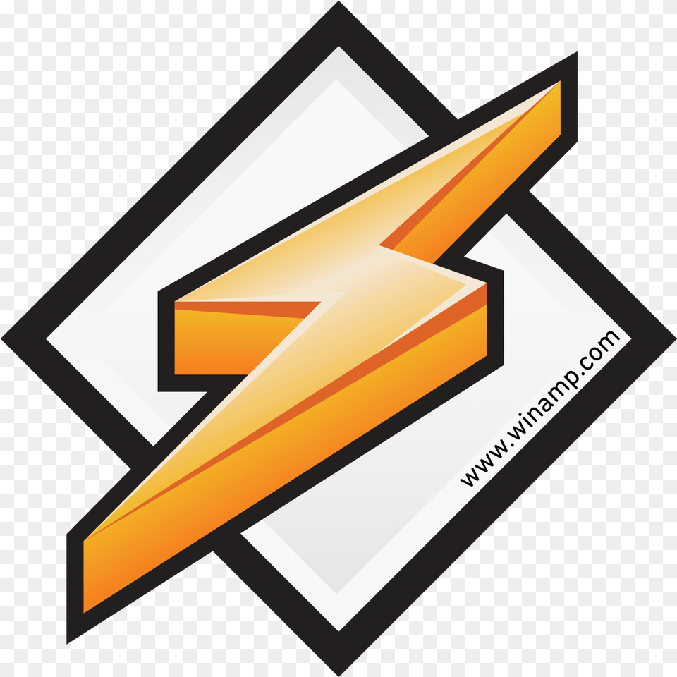Orange Lightning Bolt Logo Image Winamp Media Player Logo, Text, Symbol, Paper Free Transparent Png