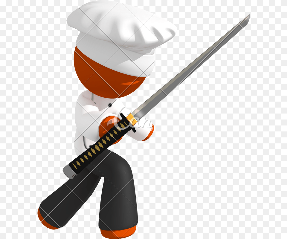 Orange Man Chef With Ninja Sword On Defense, People, Person, Photography, Blade Png