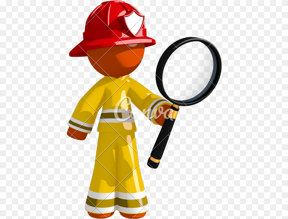 Orange Man Firefighter Looking Through Photos By Stock Photography, Clothing, Coat, Hardhat, Helmet Free Png