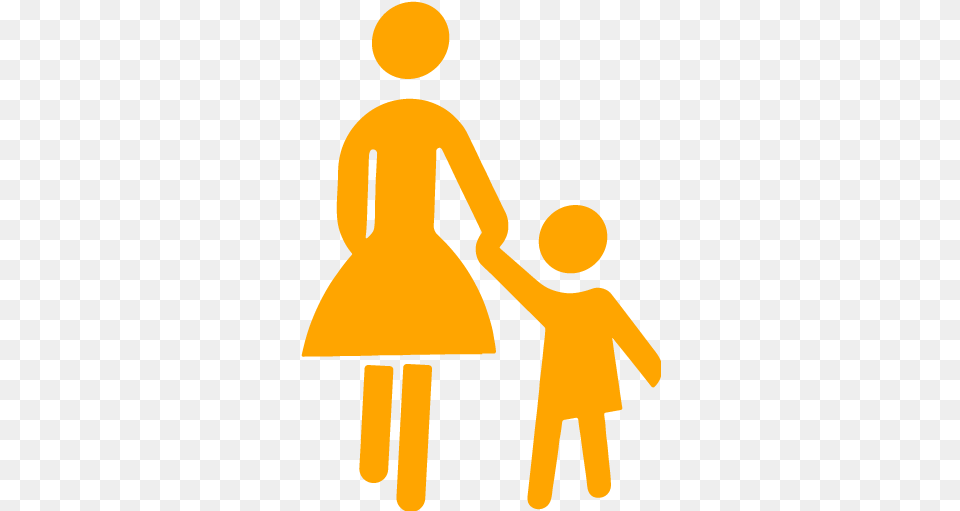 Orange Mother And Child Icon Orange Mother And Child Mother With Child Clipart, Clothing, Coat, Sign, Symbol Free Transparent Png