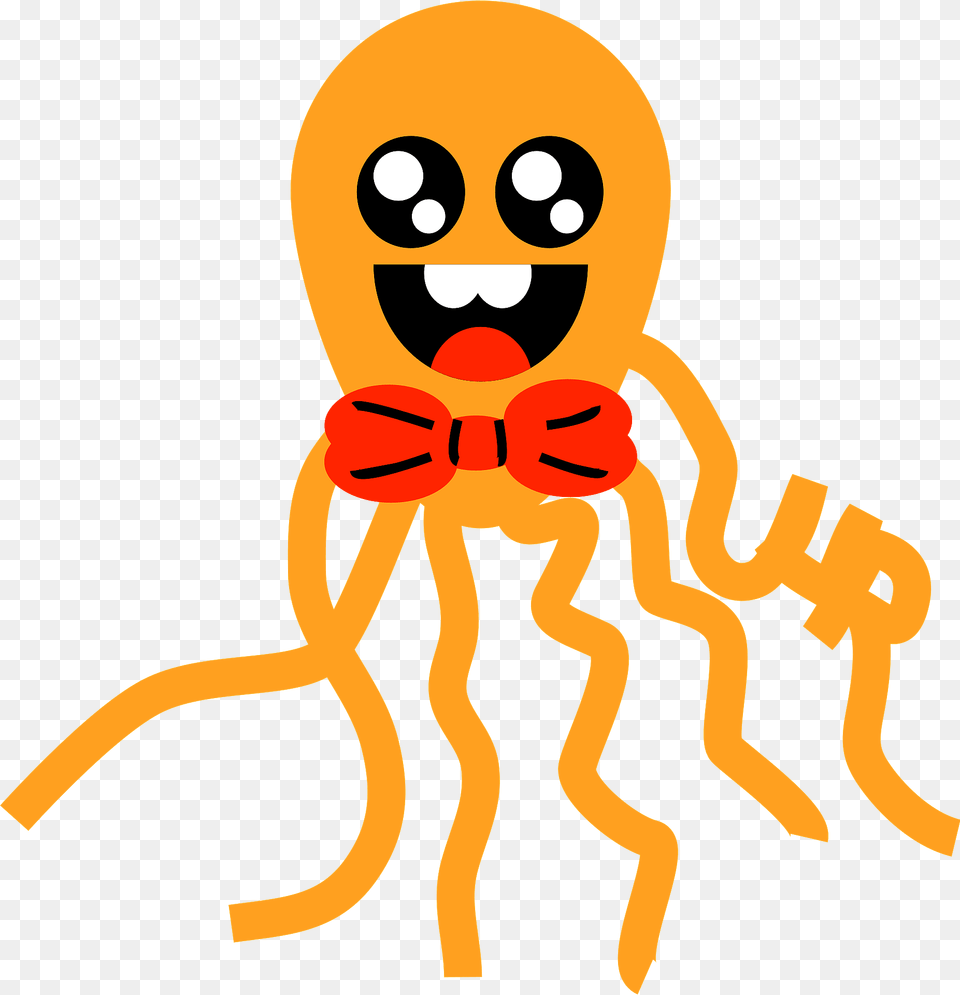 Orange Octopus With Bowtie Clipart, Animal, Invertebrate, Spider, Formal Wear Png Image