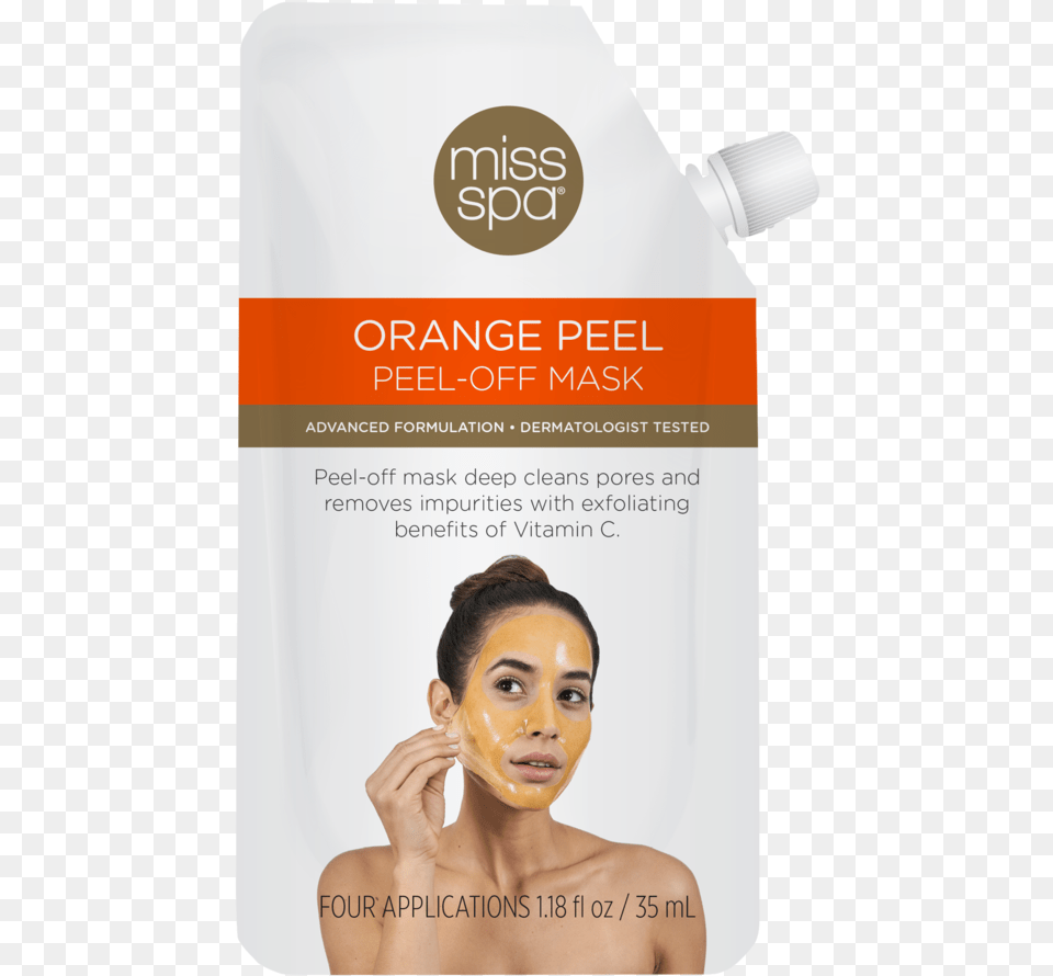 Orange Peel Peel Off Mask Miss Spa, Bottle, Lotion, Adult, Person Free Transparent Png