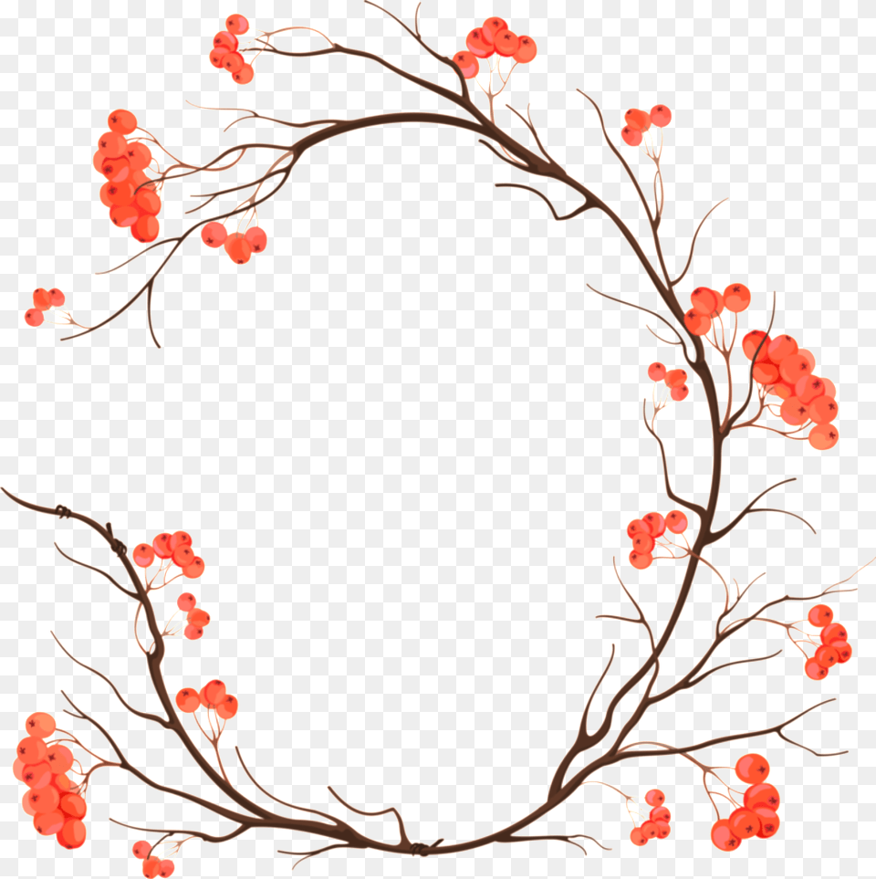 Orange Pink Flowers Hand Drawn Garland Decorative Elements Autumn Flower Frame, Art, Floral Design, Graphics, Pattern Free Png