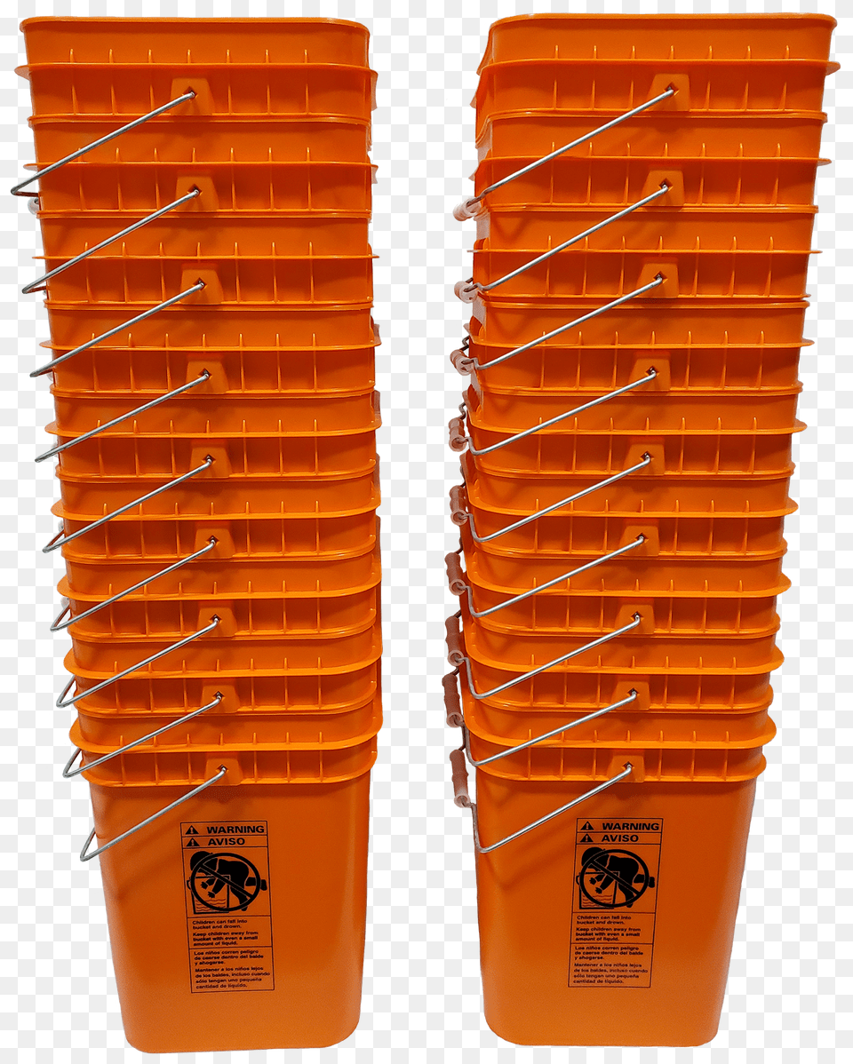 Orange Plastic 4 Gallon Square Bucket W Wire Bale Plastic, Basket, Shopping Basket Png