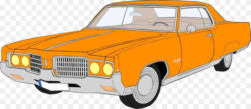 Orange Retro Car Clipart, Transportation, Vehicle, Machine, Wheel Png