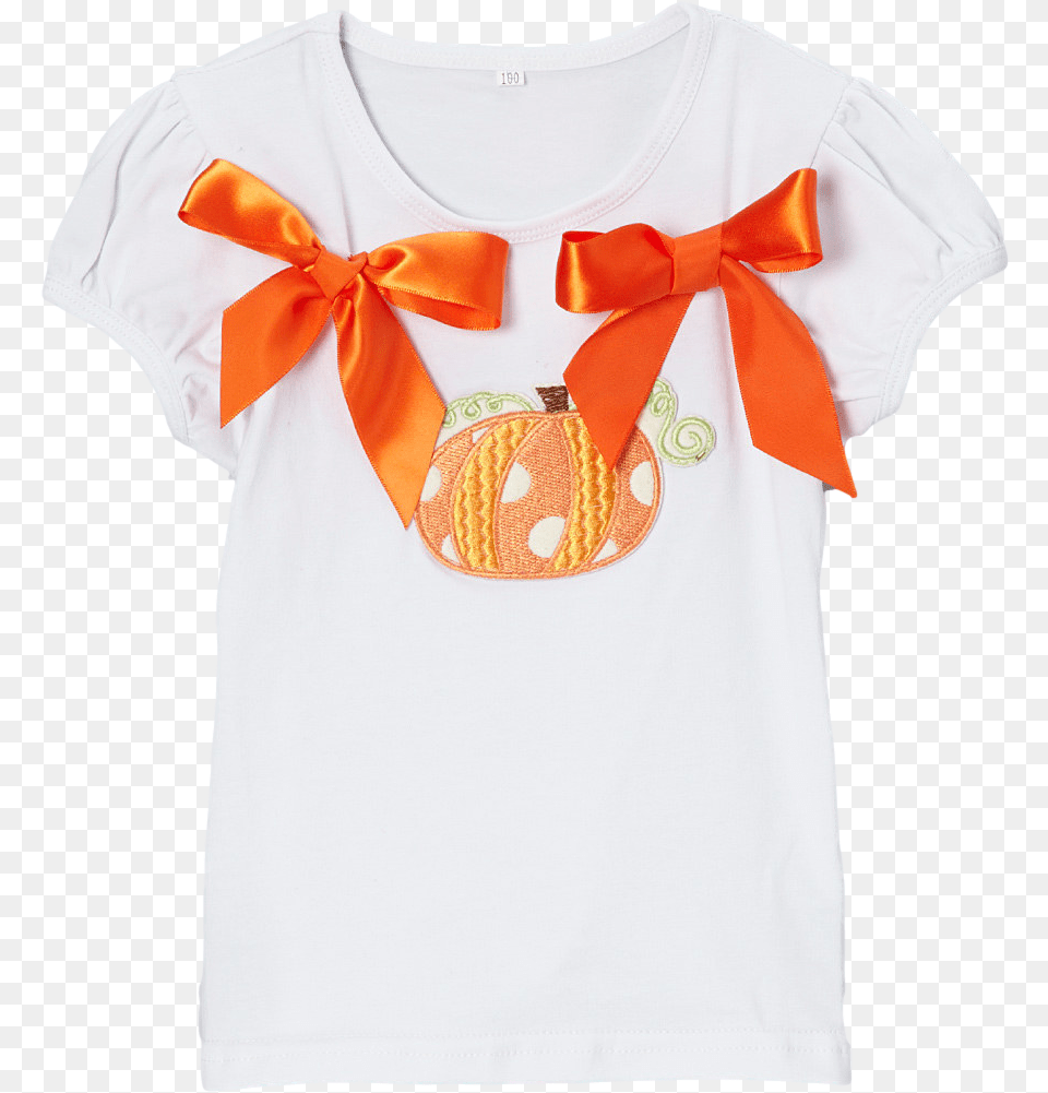 Orange Ribbon Pumpkin Short Sleeve Thanksgiving Amp Halloween Blouse, Clothing, T-shirt, Shirt, Accessories Free Png Download