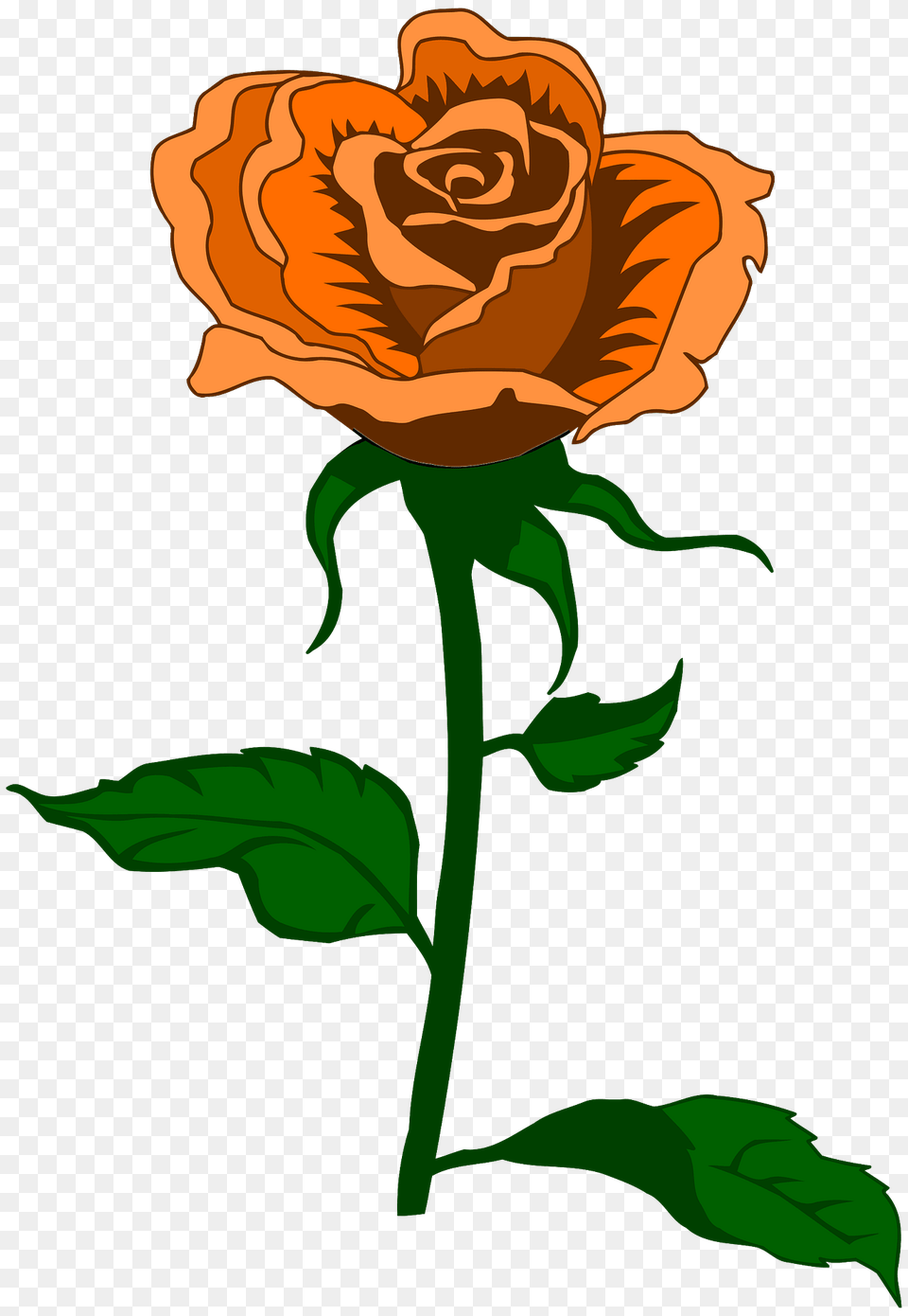 Orange Rose On The Stem Clipart, Flower, Plant Png