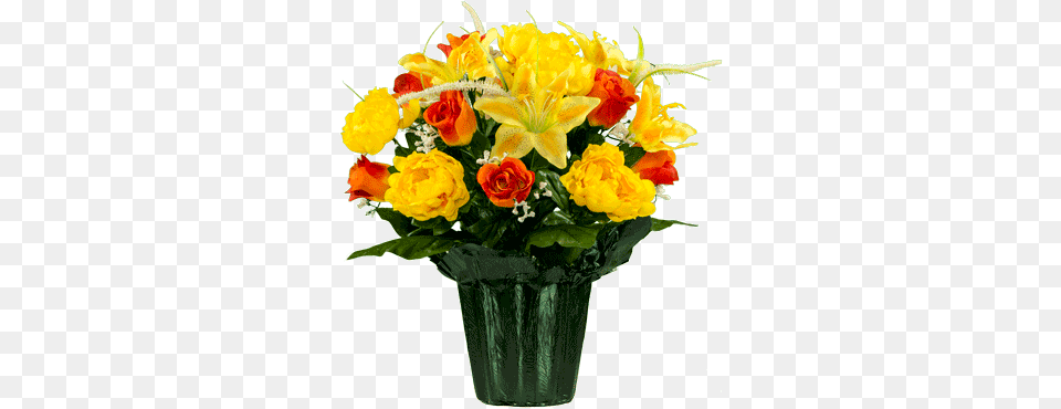 Orange Roses And Yellow Stargazer U2014 Sunset Memorial Gardens, Flower, Flower Arrangement, Flower Bouquet, Plant Png