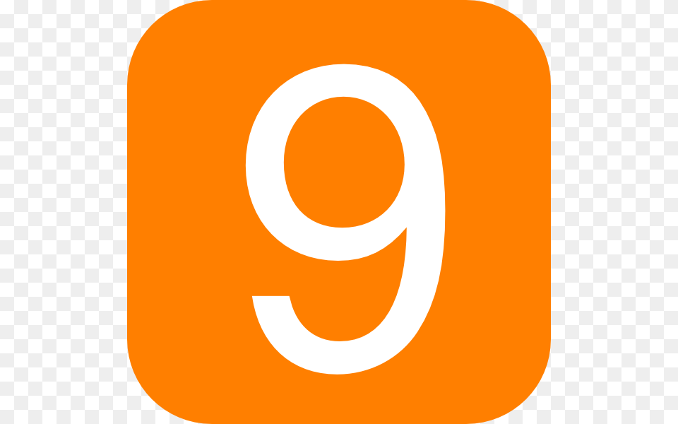 Orange Rounded Square With Number 9 Hi, Symbol, Text Free Png