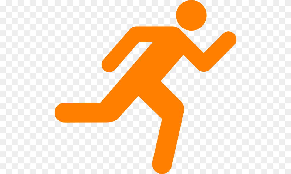 Orange Running Icon On Transparent Background Svg Clip Clipart Of Man Running, Sign, Symbol, Dynamite, Weapon Png
