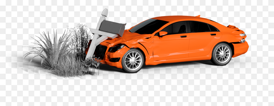 Orange Sedan Has Hit A Mailbox The Front Of The Car Root Insurance Car Hits Mailbox, Alloy Wheel, Vehicle, Transportation, Tire Png Image
