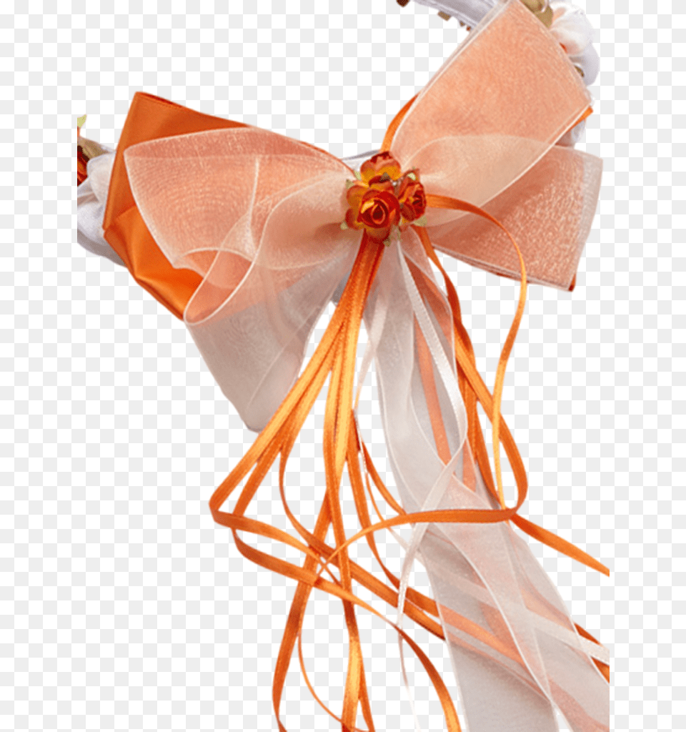 Orange Silk Floral Crown Wreath W Satin Back Bows Girls, Woman, Adult, Bride, Female Png