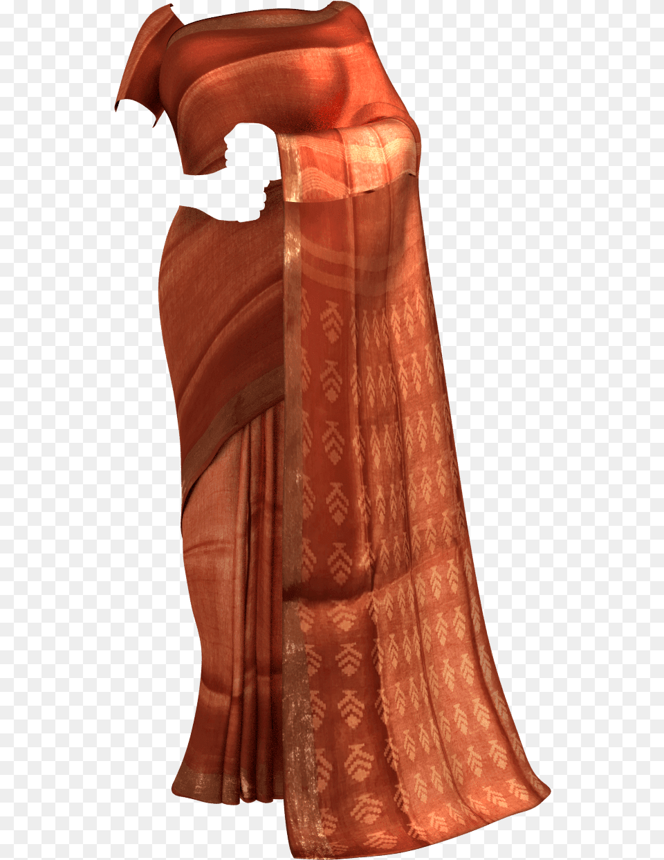 Orange Silk Linen Saree With Cutwork Pallu Linen Sarees Sari, Clothing, Adult, Female, Person Free Png