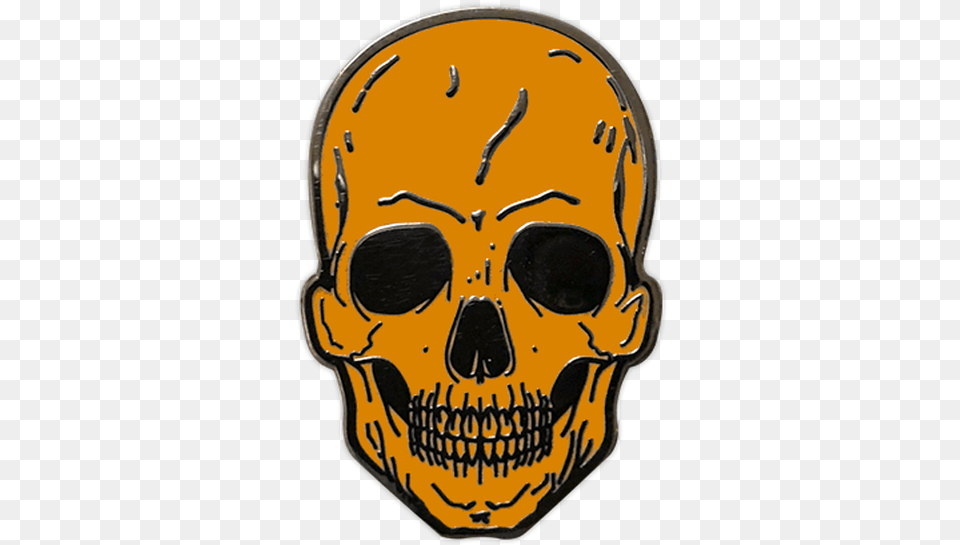 Orange Skull Enamel Pin Green Skull, Face, Head, Person Png