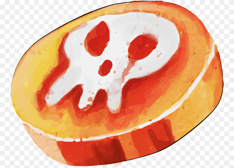 Orange Skull Watercolor Hand Clip Art, Bread, Food, Ketchup Free Png Download