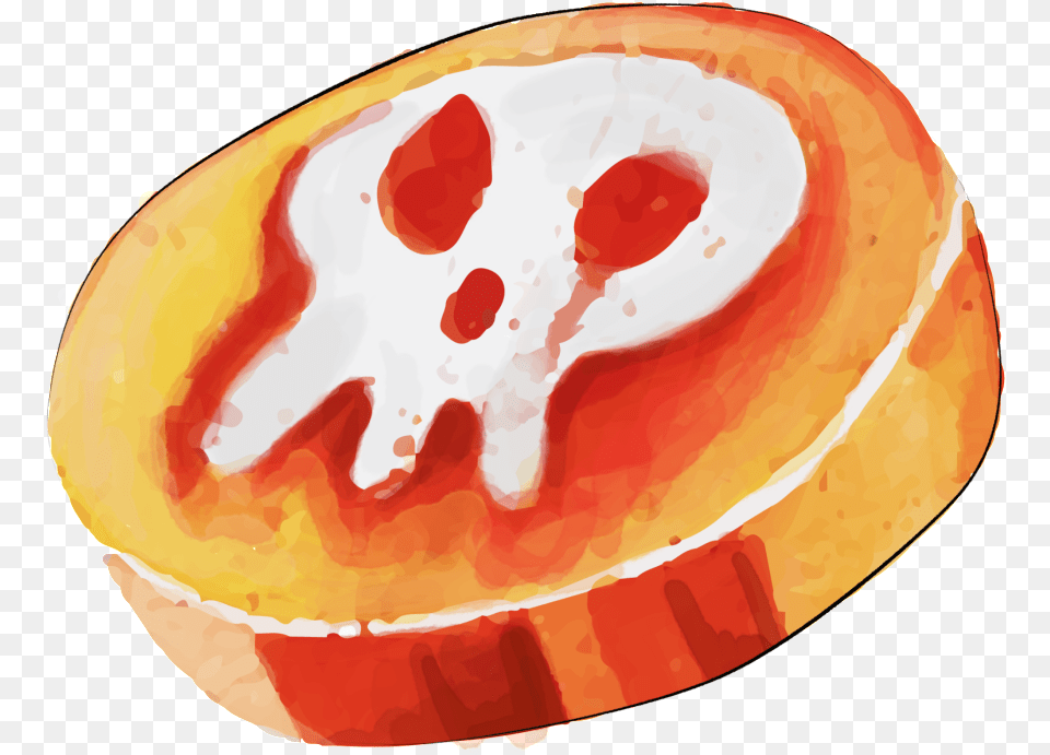 Orange Skull Watercolor Hand Painted Transparent, Bread, Food, Ketchup Free Png Download