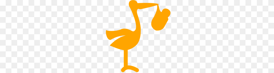 Orange Stork With Bundle Icon, Animal, Bird, Waterfowl, Flamingo Free Png Download
