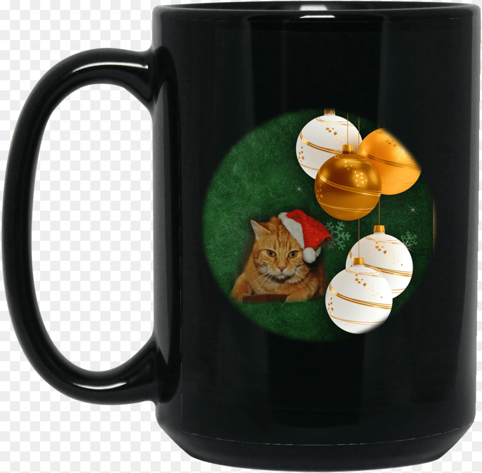 Orange Tabby Cat In Hat Christmas Coffee Mug Mug, Cup, Animal, Mammal, Pet Png Image