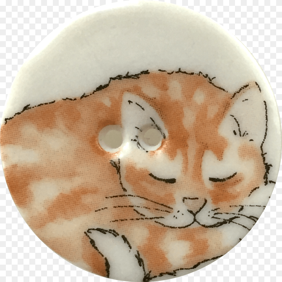 Orange Tabby One Cat Sleeping Porcelain Button 1 18 Kitten, Accessories, Pottery, Art, Jewelry Png