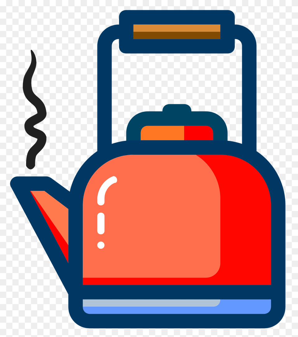 Orange Tea Pot Outlined In Blue Clipart, Cookware, Pottery, Grass, Plant Free Transparent Png