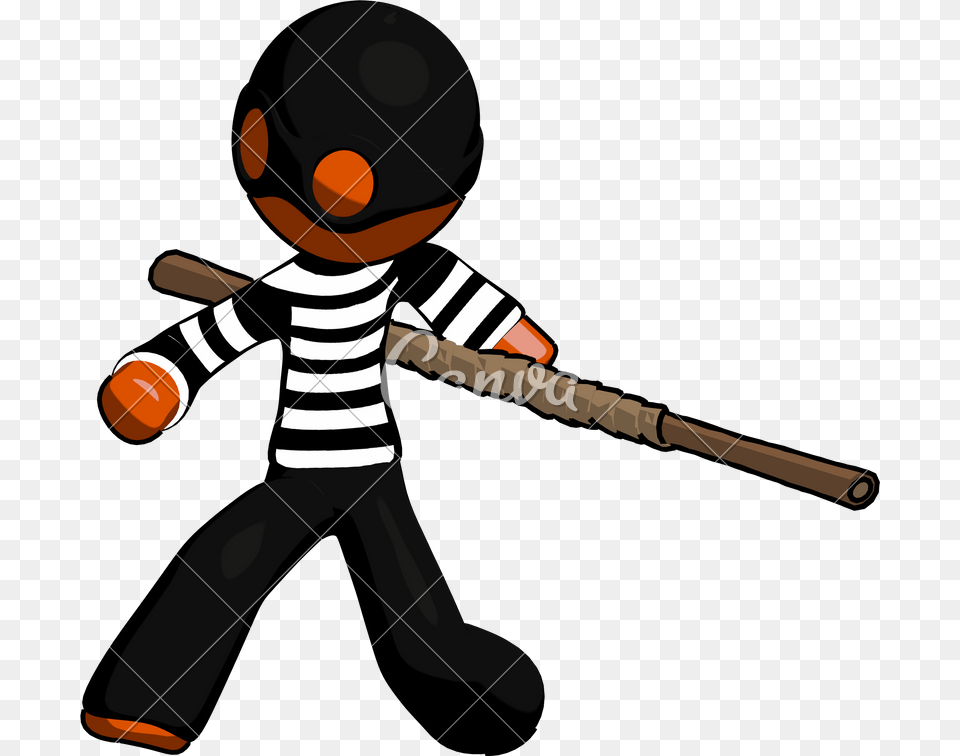 Orange Thief Man Bo Staff Action Hero Kung Fu Pose, People, Person, Baseball, Sport Free Png