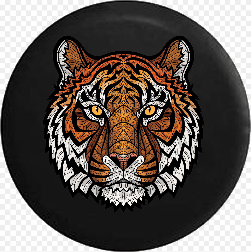 Orange Tiger Stripes Mosaic Tiger Ornate Free Transparent Png