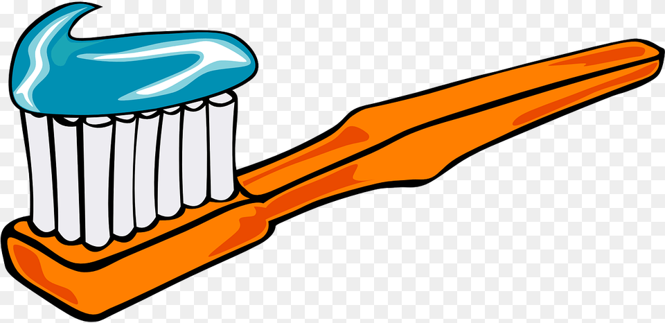 Orange Toothbrush Clipart, Brush, Device, Tool, Toothpaste Png