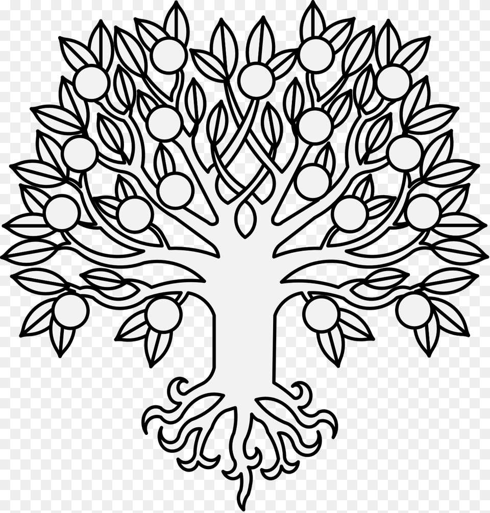 Orange Tree Fructed And Eradicated Tree Orange Draw Black And White, Stencil, Art, Pattern Free Png Download