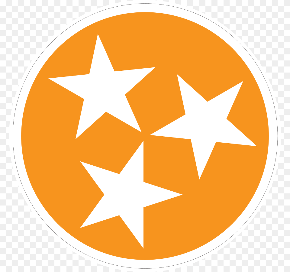Orange Tri Star 3 Inch All Weather Sticker Tri Star Tennessee Orange, Star Symbol, Symbol Free Png