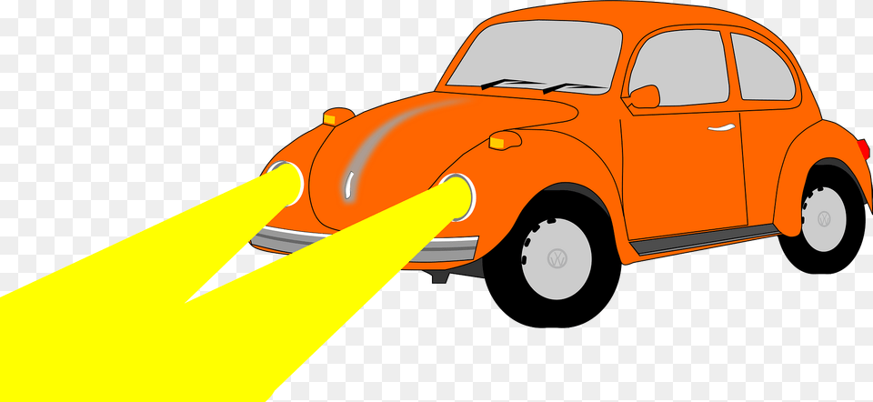 Orange Volkswagen Beetle With Headlights On Clipart, Car, Transportation, Vehicle, Machine Free Png Download