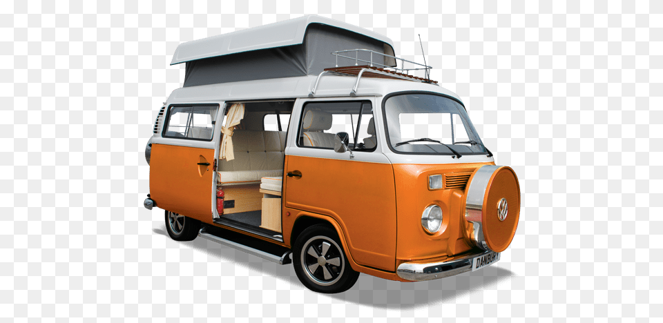 Orange Volkswagen Camper Van, Caravan, Transportation, Vehicle, Car Free Png