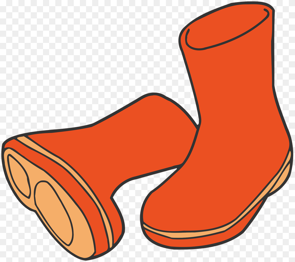 Orange Wellington Boots Clipart, Clothing, Footwear, Shoe, Boot Free Png