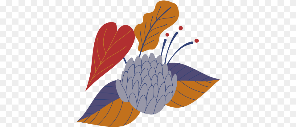 Orange Yellow Grey Purple Flower Illustration, Plant, Leaf, Art, Graphics Png Image