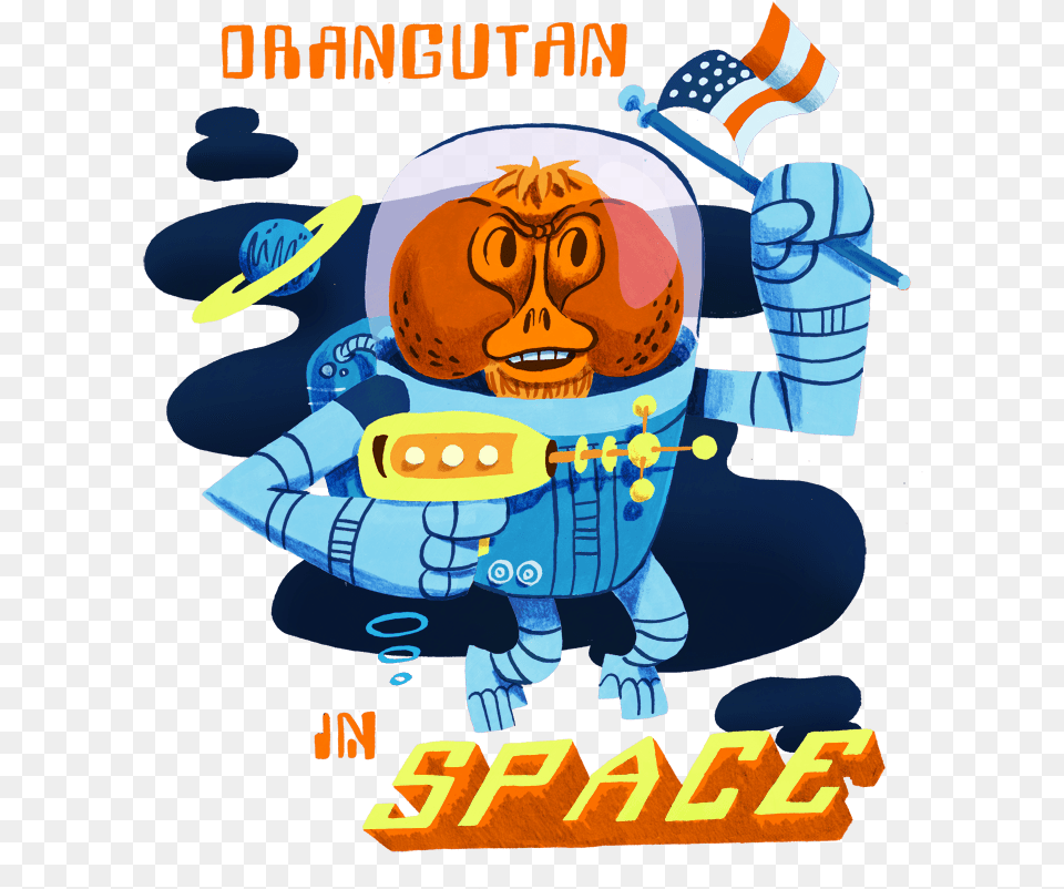 Orangutan In Space Poster, Advertisement, Baby, Person Free Png Download