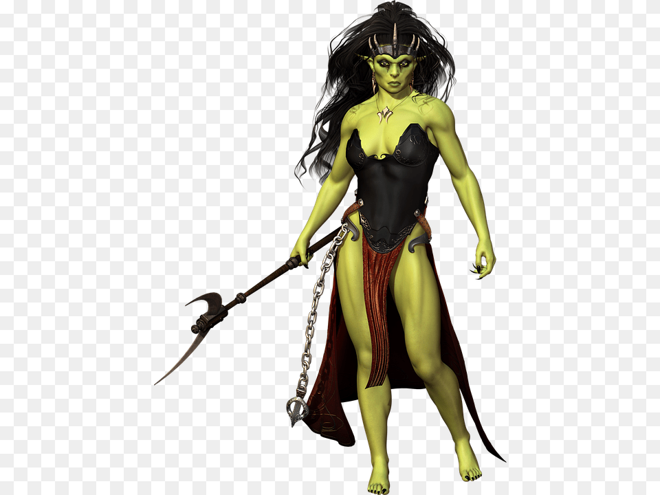 Orc Character Fantasy Monster Warrior Magic Evil Fantasy Orc Woman, Adult, Person, Female, Dagger Png
