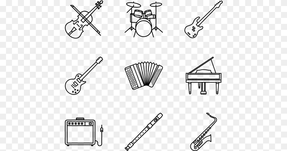 Orchestra Drawing Small Music Instrument Icon, Gray Free Png