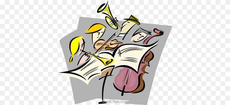 Orchestra Royalty Vector Clip Art Illustration, People, Person, Book, Publication Free Transparent Png