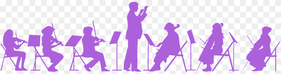 Orchestra Silhouette, Person, Walking, Purple, Art Free Png