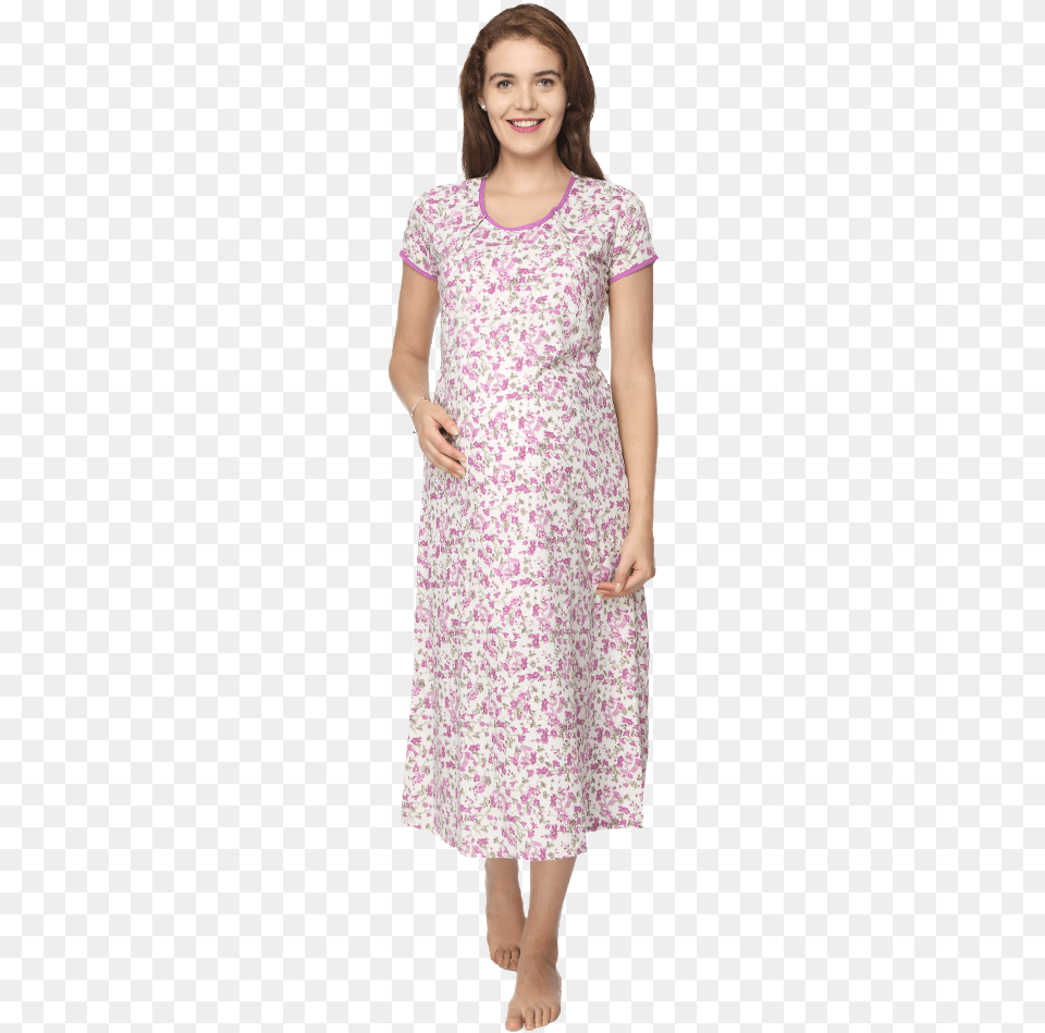 Orchid Printed Feeding Nightwear, Clothing, Dress, Adult, Female Png Image