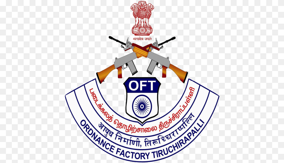 Ordnance Factory Tiruchirappalli S Logo Oft Trichy, Emblem, Symbol, Gun, Weapon Free Png Download