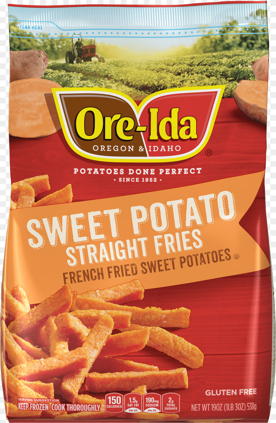Ore Ida French Fried Sweet Potatoes Straight Fries Ore Ida Sweet Potatoes Straight Fries 19 Oz Bag, Advertisement, Poster, Person, Food Png Image