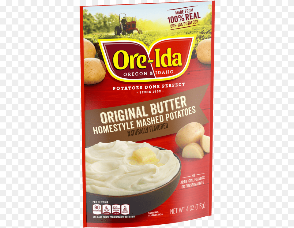 Ore Ida Mashed Potatoes 4 Oz, Advertisement, Person, Poster, Food Free Png