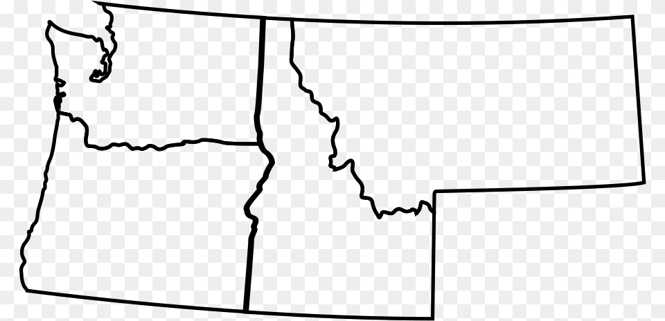 Oregon And Washington Outline, Gray Free Png Download