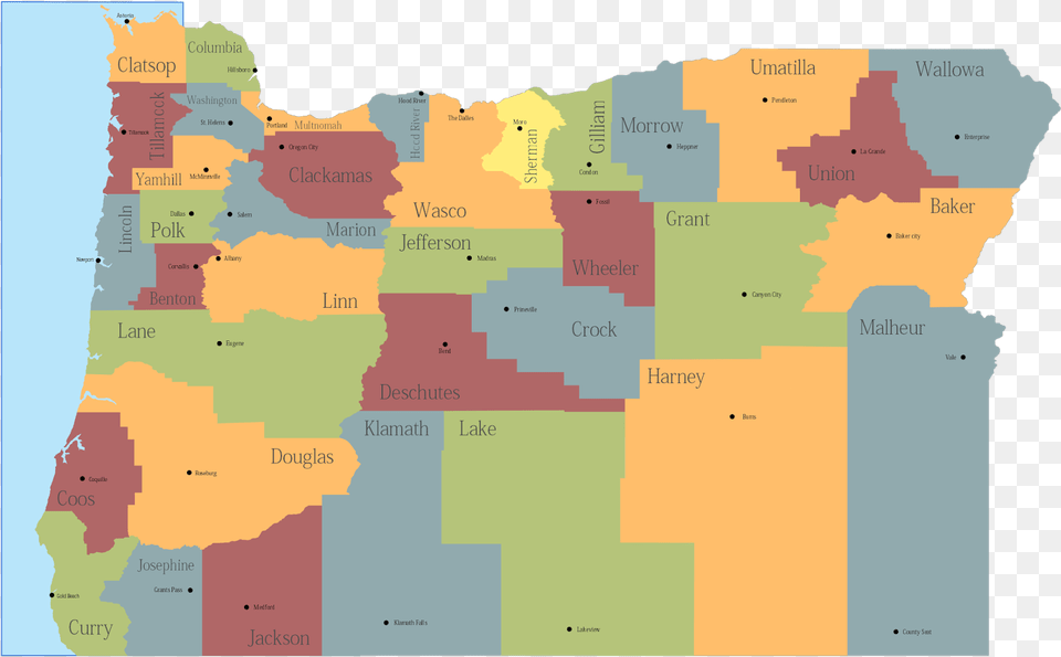 Oregon Powerpoint Map Oregon Major Cities Map, Chart, Plot, Atlas, Diagram Png Image