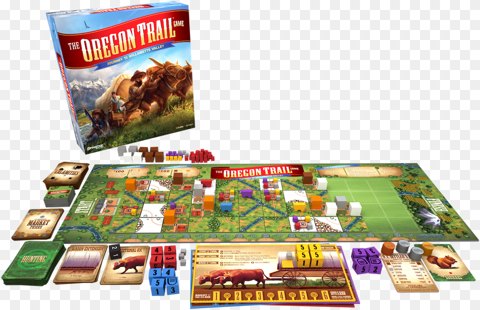 Oregon Trail Board Game, Person, Machine, Wheel, Animal Png Image