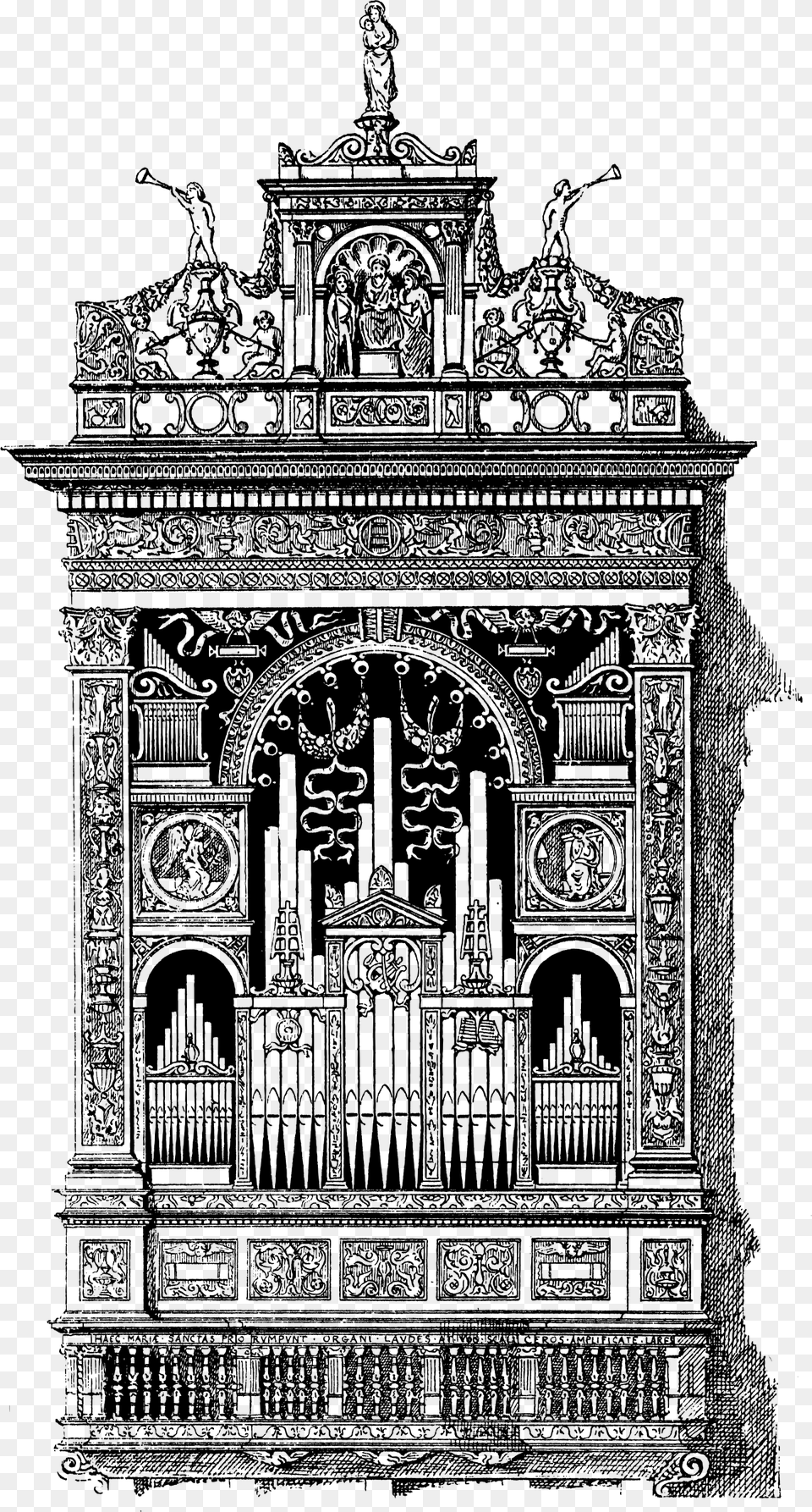 Organ In The Church Vector Art, Gray Png
