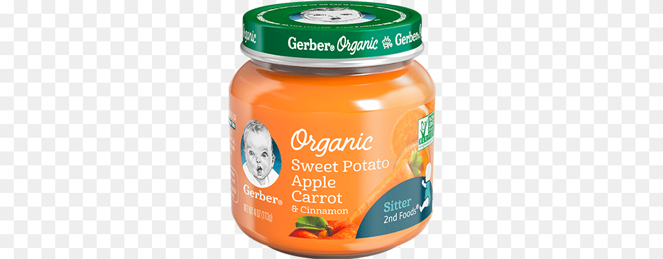 Organic 2nd Foods Sweet Potato Apple Baby Food Organic, Jar, Ketchup, Person, Produce Png Image