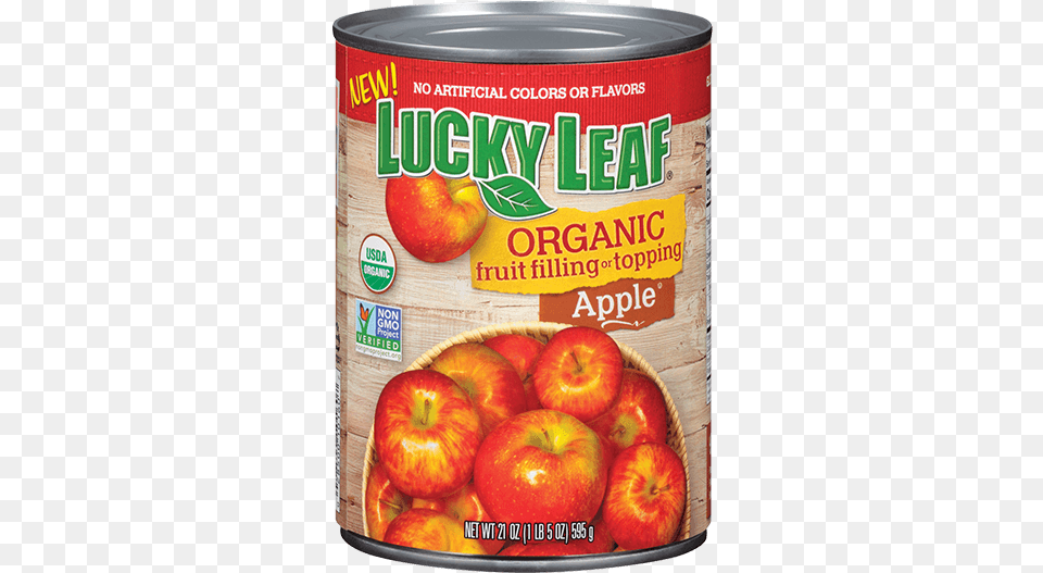 Organic Apple Fruit Filling Lucky Leaf Organic Apple Fruit Filling Or Topping, Food, Plant, Produce, Tin Png Image